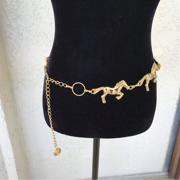Vintage Anne Klein Running Horse Links Belt - Picture 2 of 5